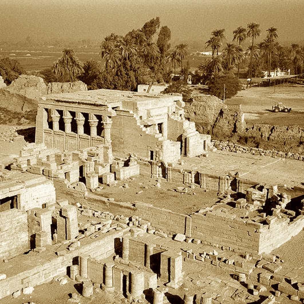 Dendera, temple site in Egypt, sepia photograph