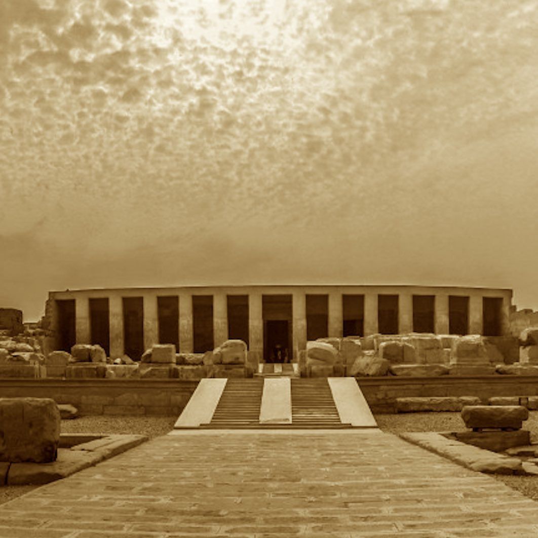 Abydos, temple site in Egypt, sepia photograph
