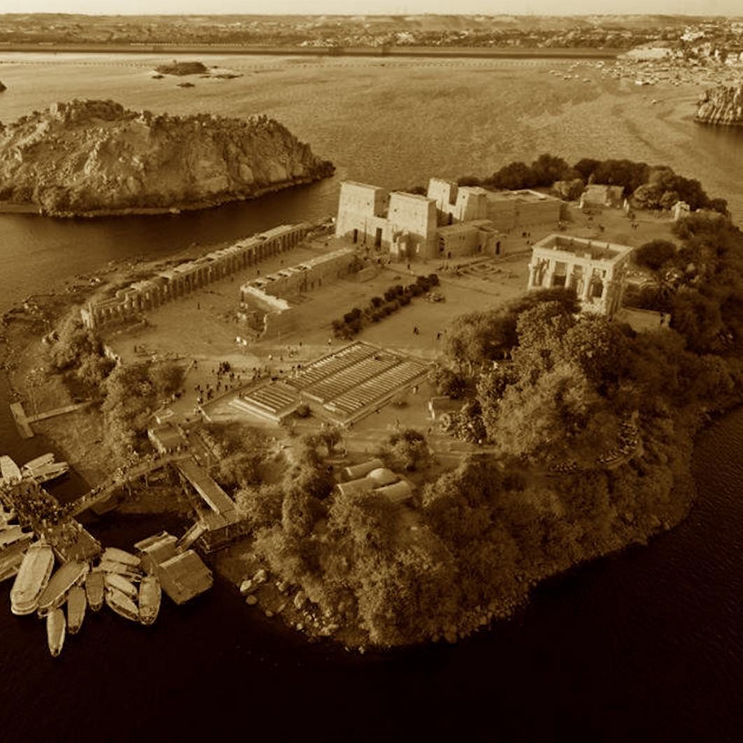 Philae, temple site in Egypt, sepia photograph