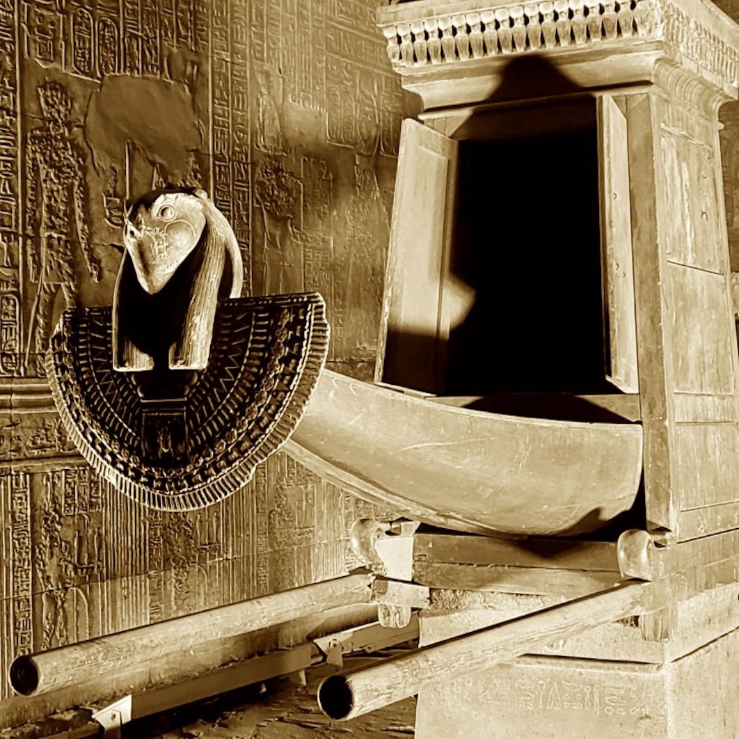 Edfu, temple site in Egypt, sepia photograph