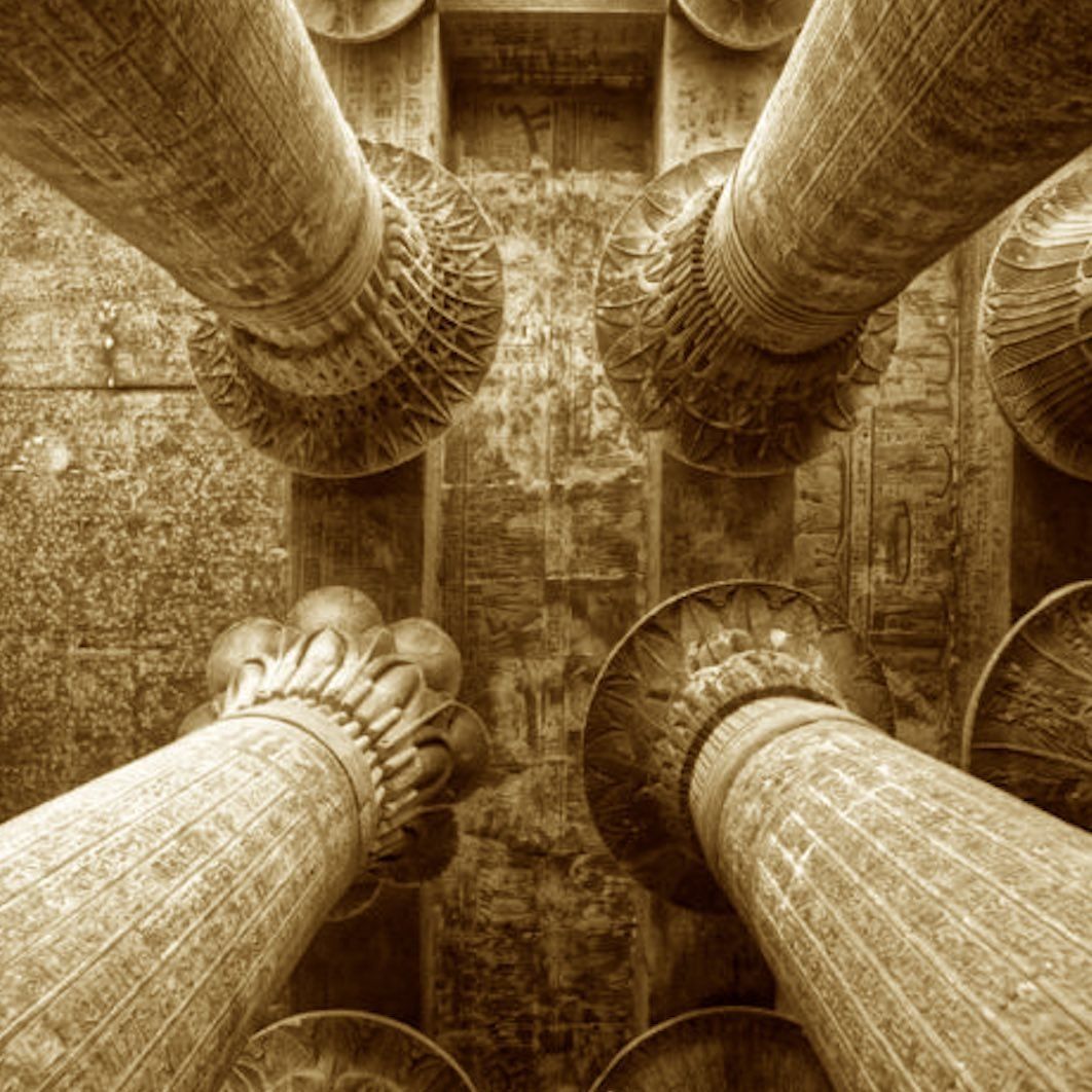 Esna, temple site in Egypt, sepia photograph